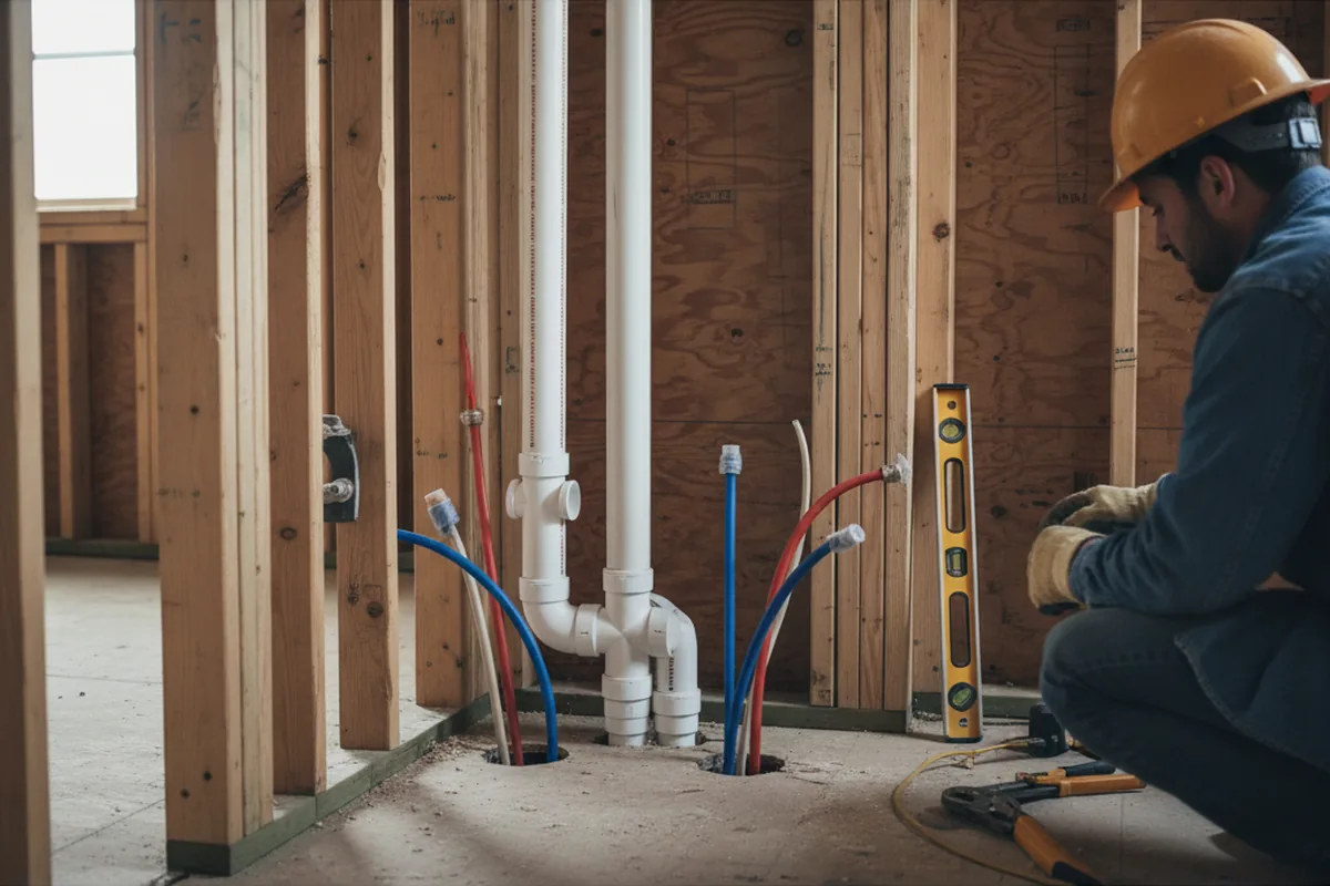 Drain and supply rough-in during Sump Pump Repair in South Beloit
